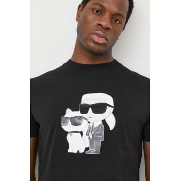 Karl Lagerfeld tricou din bumbac bărbați, culoarea negru, cu imprimeu 542241.755061