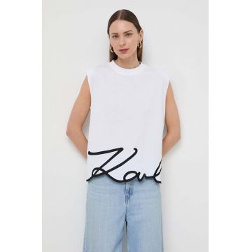 Karl Lagerfeld tricou din bumbac culoarea alb