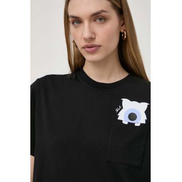 Karl Lagerfeld tricou din bumbac x Darcel Disappoints femei, culoarea negru