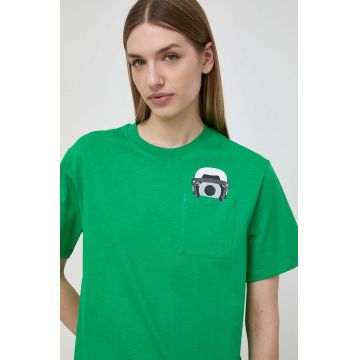 Karl Lagerfeld tricou din bumbac x Darcel Disappoints femei, culoarea verde