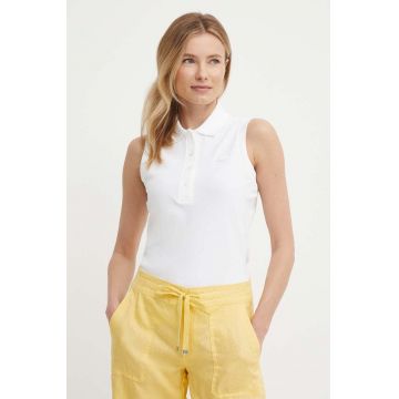 Lacoste top femei, culoarea alb, cu guler