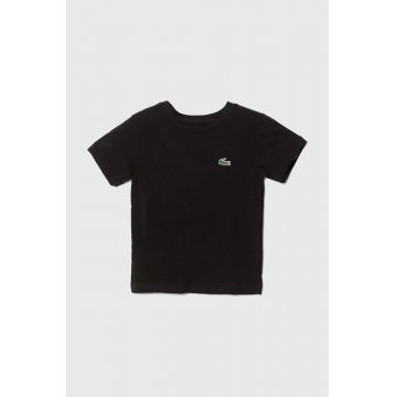 Lacoste tricou copii culoarea negru, neted