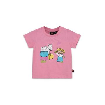 Lego tricou de bumbac pentru copii culoarea roz