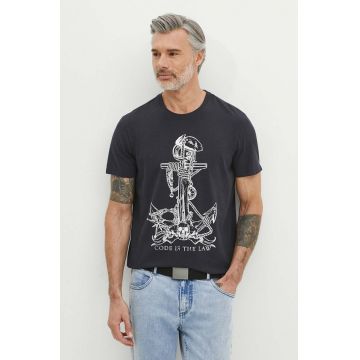 Medicine tricou din bumbac barbati, culoarea albastru marin, cu imprimeu