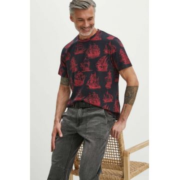 Medicine tricou din bumbac barbati, culoarea albastru marin, modelator