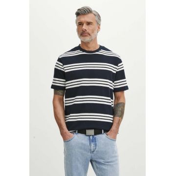 Medicine tricou din bumbac barbati, culoarea albastru marin, modelator