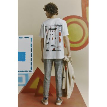 Medicine tricou din bumbac barbati, culoarea bej, cu imprimeu