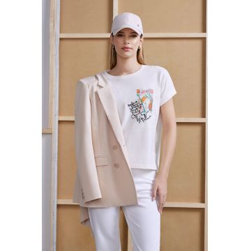 Medicine tricou din bumbac femei, culoarea bej