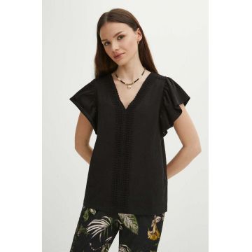 Medicine tricou din bumbac femei, culoarea negru