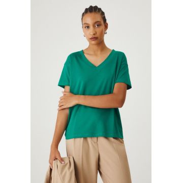 Medicine tricou din bumbac femei, culoarea verde