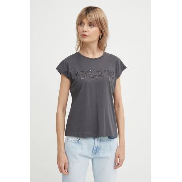 Pepe Jeans tricou din bumbac LILITH femei, culoarea gri, PL505837