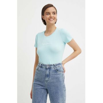 Pepe Jeans tricou NEW VIRGINIA SS N femei, culoarea turcoaz, PL505202