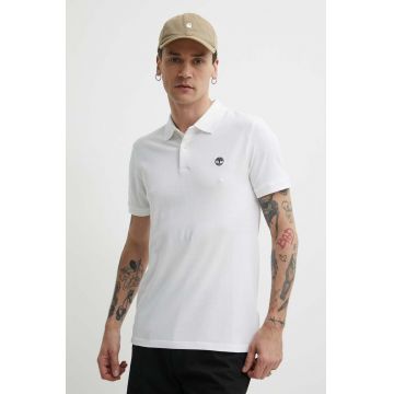 Timberland tricou polo barbati, culoarea alb, cu imprimeu, TB0A2DJE1001