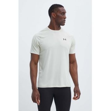 Under Armour tricou de antrenament culoarea bej, neted, 1326413