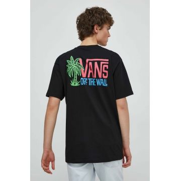 Vans tricou din bumbac barbati, culoarea negru, cu imprimeu