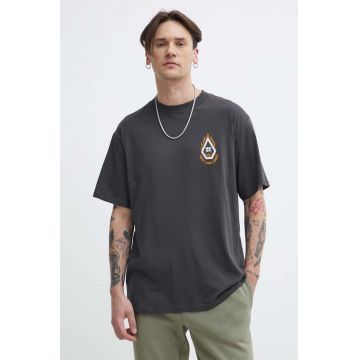 Volcom tricou din bumbac barbati, culoarea gri, cu imprimeu