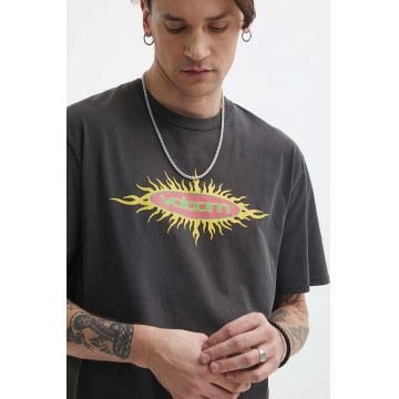 Volcom tricou din bumbac barbati, culoarea gri, cu imprimeu