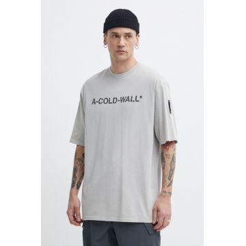 A-COLD-WALL* tricou din bumbac Overdye Logo T-Shirt barbati, culoarea gri, cu imprimeu, ACWMTS186