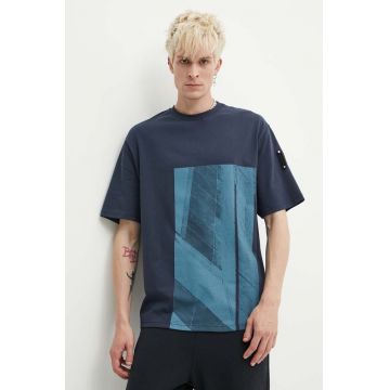 A-COLD-WALL* tricou din bumbac Strand T-Shirt bărbați, culoarea bleumarin, cu imprimeu, ACWMTS189