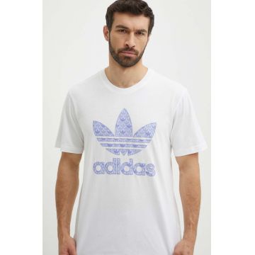 adidas Originals tricou din bumbac barbati, culoarea alb, cu imprimeu, IS0205