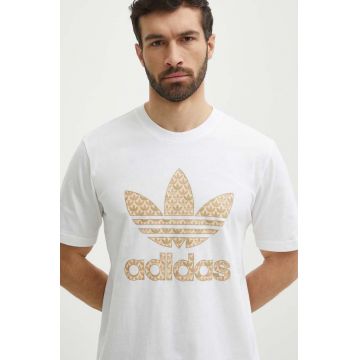 adidas Originals tricou din bumbac barbati, culoarea alb, cu imprimeu, IS0261