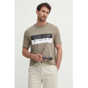 BOSS Green tricou bărbați, culoarea verde, cu imprimeu 50512998