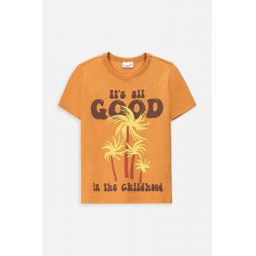 Coccodrillo tricou de bumbac pentru copii culoarea galben, cu imprimeu