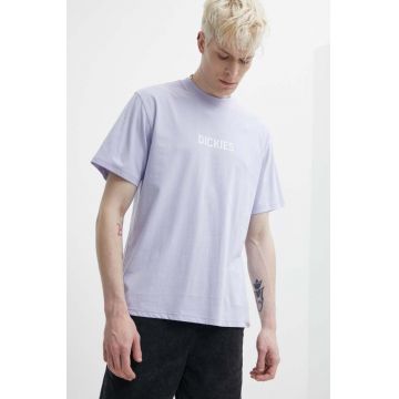 Dickies tricou din bumbac PATRICK SPRINGS TEE SS barbati, culoarea violet, cu imprimeu, DK0A4YR7