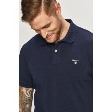 Gant Tricou Polo culoarea albastru marin, material neted