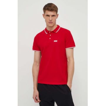 Helly Hansen polo de bumbac culoarea rosu, neted