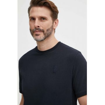 Karl Lagerfeld tricou bărbați, culoarea bleumarin, uni, 542221.755055