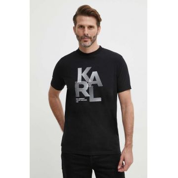 Karl Lagerfeld tricou bărbați, culoarea negru, cu imprimeu, 542221.755037