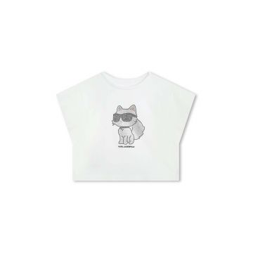 Karl Lagerfeld tricou de bumbac pentru copii culoarea alb