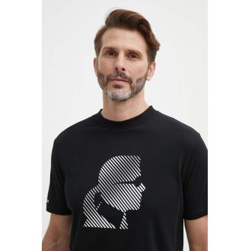 Karl Lagerfeld tricou din bumbac bărbați, culoarea negru, cu imprimeu, 542224.755052