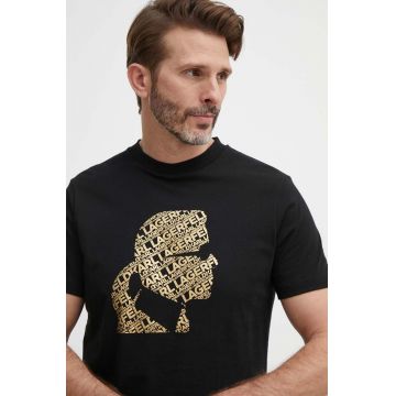 Karl Lagerfeld tricou din bumbac bărbați, culoarea negru, cu imprimeu, 542224.755082