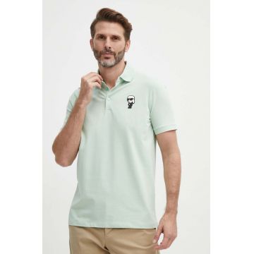 Karl Lagerfeld tricou polo bărbați, culoarea turcoaz, uni, 542221.745022