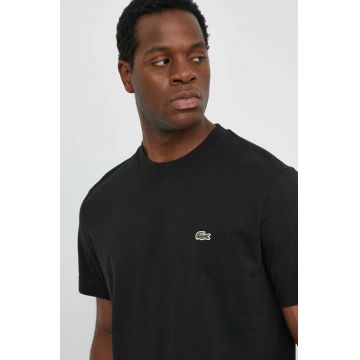 Lacoste tricou din bumbac barbati, culoarea negru, neted