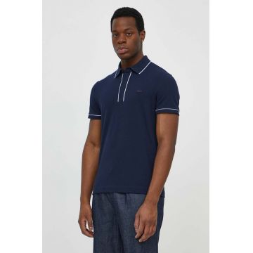 Lacoste tricou polo barbati, culoarea albastru marin, neted