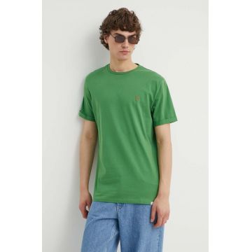 Les Deux tricou din bumbac culoarea verde, neted