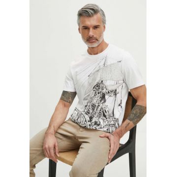 Medicine tricou din bumbac barbati, culoarea alb, cu imprimeu