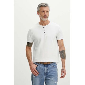 Medicine tricou din bumbac barbati, culoarea alb, melanj