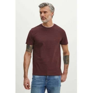 Medicine tricou din bumbac barbati, culoarea bordo, melanj