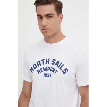 North Sails tricou din bumbac barbati, culoarea alb, cu imprimeu, 692988