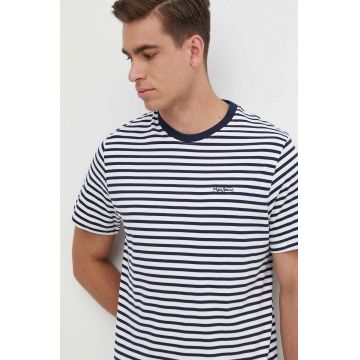 Pepe Jeans tricou din bumbac barbati, culoarea alb, modelator