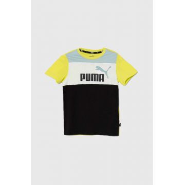 Puma tricou de bumbac pentru copii ESS BLOCK B culoarea verde, modelator