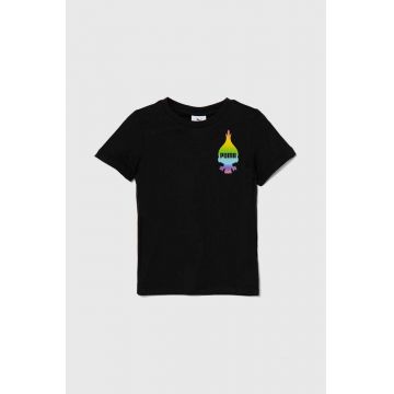 Puma tricou de bumbac pentru copii PUMA X TROLLS Tee culoarea negru, modelator