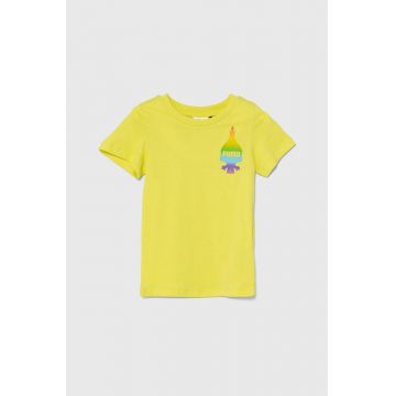 Puma tricou de bumbac pentru copii PUMA X TROLLS Tee culoarea verde, modelator