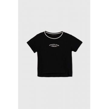 Sisley tricou de bumbac pentru copii culoarea negru