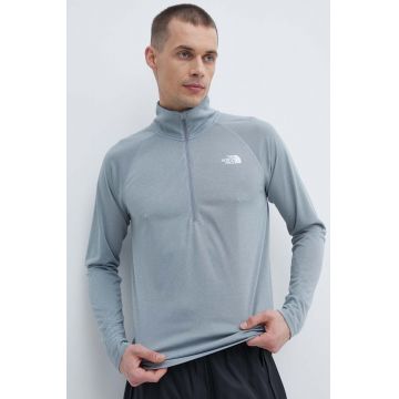 The North Face longsleeve sport Flex II culoarea gri, neted, NF0A7ZBCJNF1