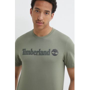 Timberland tricou din bumbac barbati, culoarea verde, cu imprimeu, TB0A5UPQ5901